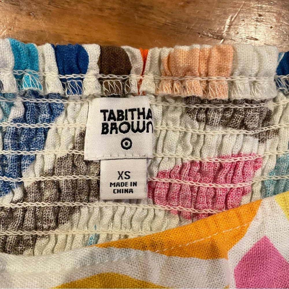 Tabitha Brown  SIZE XS Multicolor Botanical Print Puff Sleeve Mini Dress - Picture 7 of 7